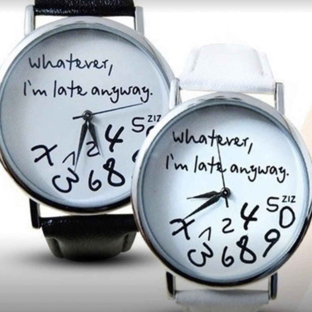 Watch Women’s Novelty  I’m Late Phrase Watch NEW Statement Quartz Watch - Picture 2 of 8